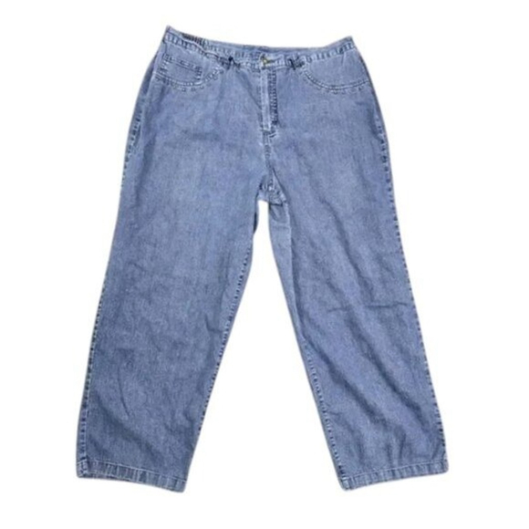 Alfred Dunner Jeans Women’s 16 High Rise Blue Studded Straight Leg Denim - Picture 2 of 12